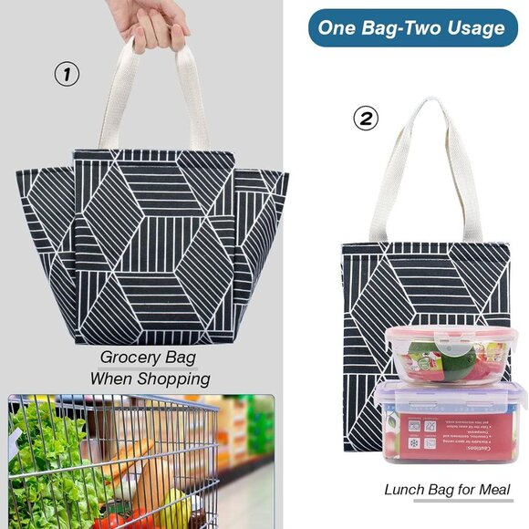 Insulated Lunch Bag for Women & Adults, 9L Foldable Wide-Open Cooler Bag with Po - Picture 6 of 7